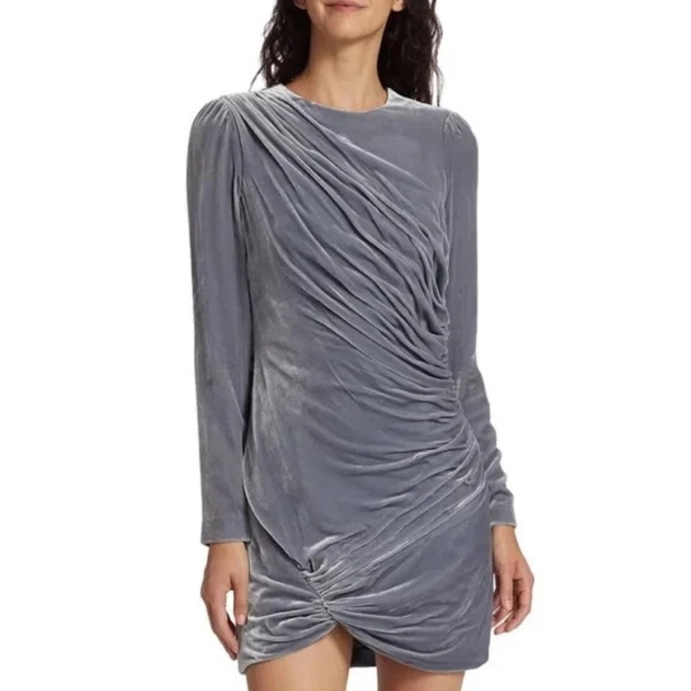 CINQ À SEPT Rebeka Ruched Long Sleeve Sheath Dress In Slate
